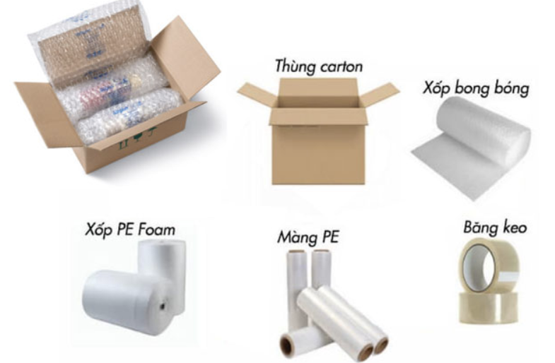 Một số loại vật liệu bảo vệ bên trong khi gửi hàng đi Bình Phước (ảnh: Internet)