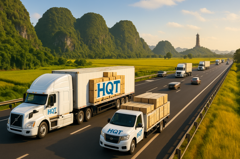 Xe tải HQT vận chuyển hàng hóa đến Ninh Bình